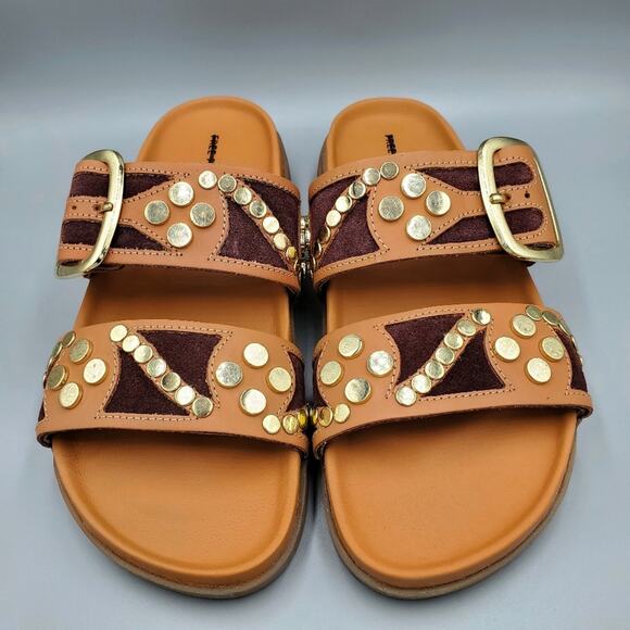 Free People Revelry Vachetta Studded Platform Slide Sandal Size 7 "Clay" - Picture 4 of 13